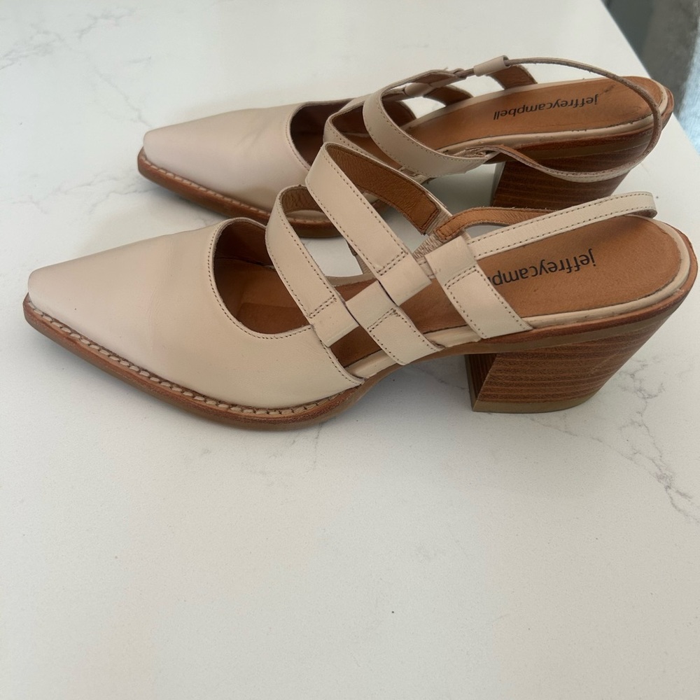 Jeffrey Campbell Beige Strappy Block Heels